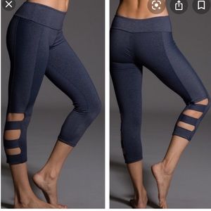 Onzie Heathered Denim Capri Cut Out Leggings